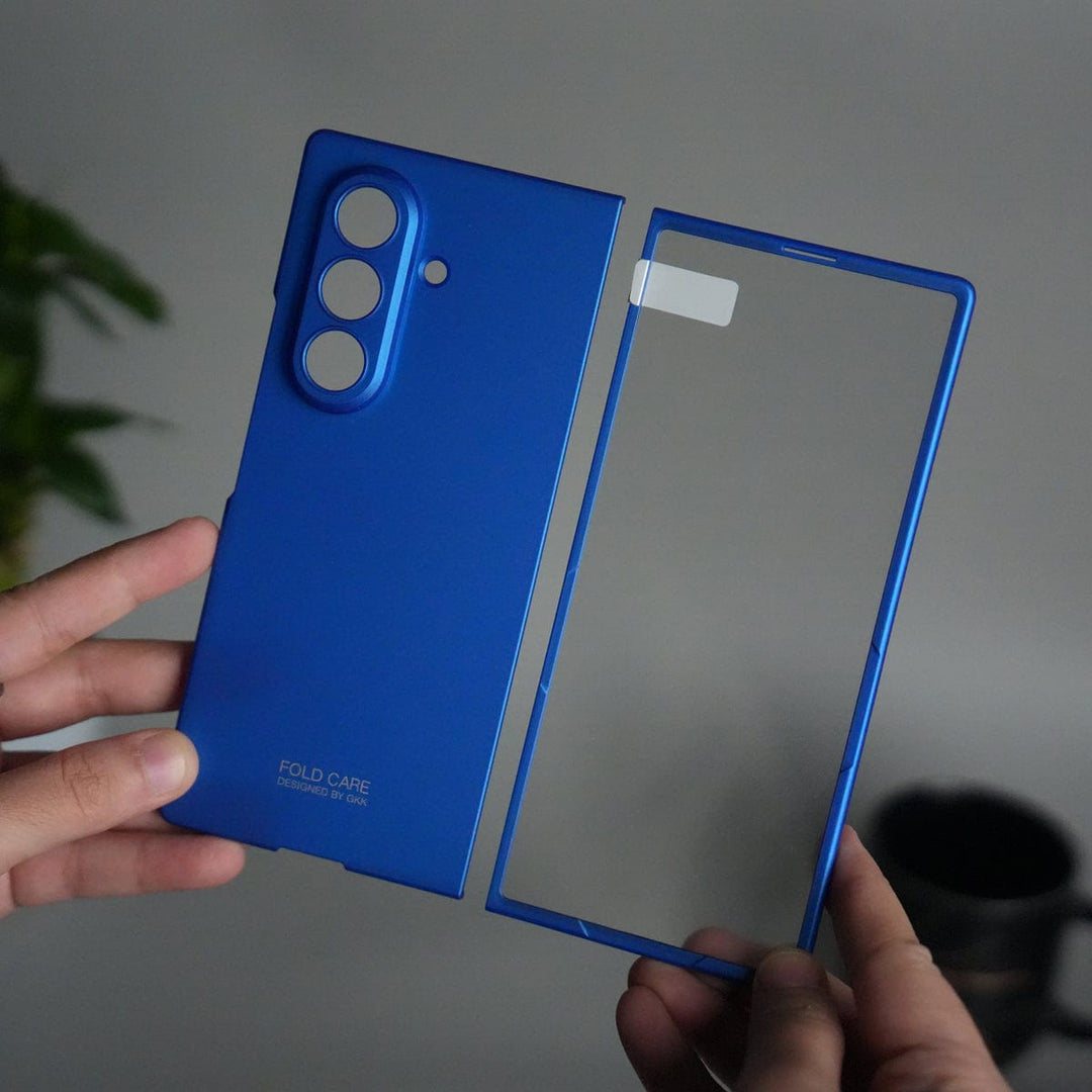 FRATO Fold 7 Collection Blue Galaxy Z Fold 7 Matte Hard Case with Front Glass Cover | Slim Shockproof Fold Care Edition
