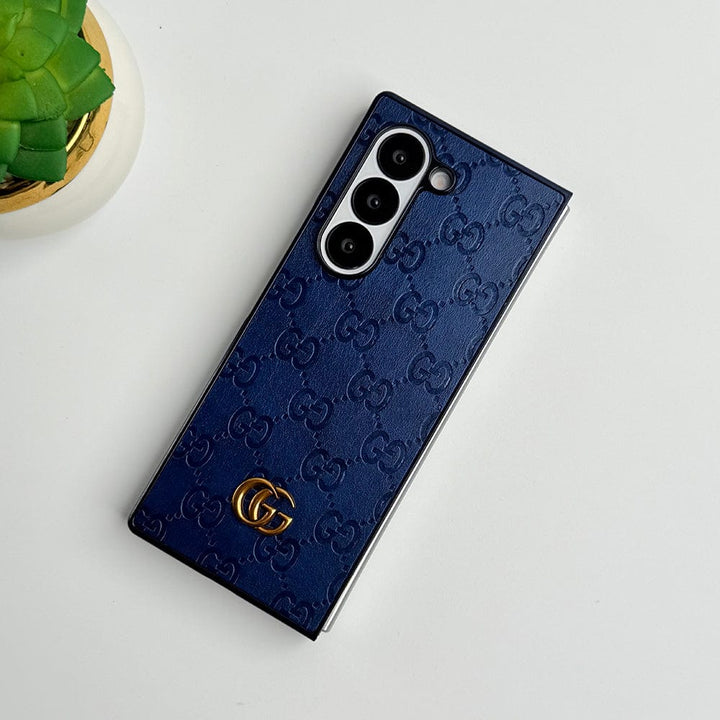 FRATO Fold 7 Collection Blue Samsung Galaxy Z fold 7 Luxury GG Fashion Leather Brand Case Cover