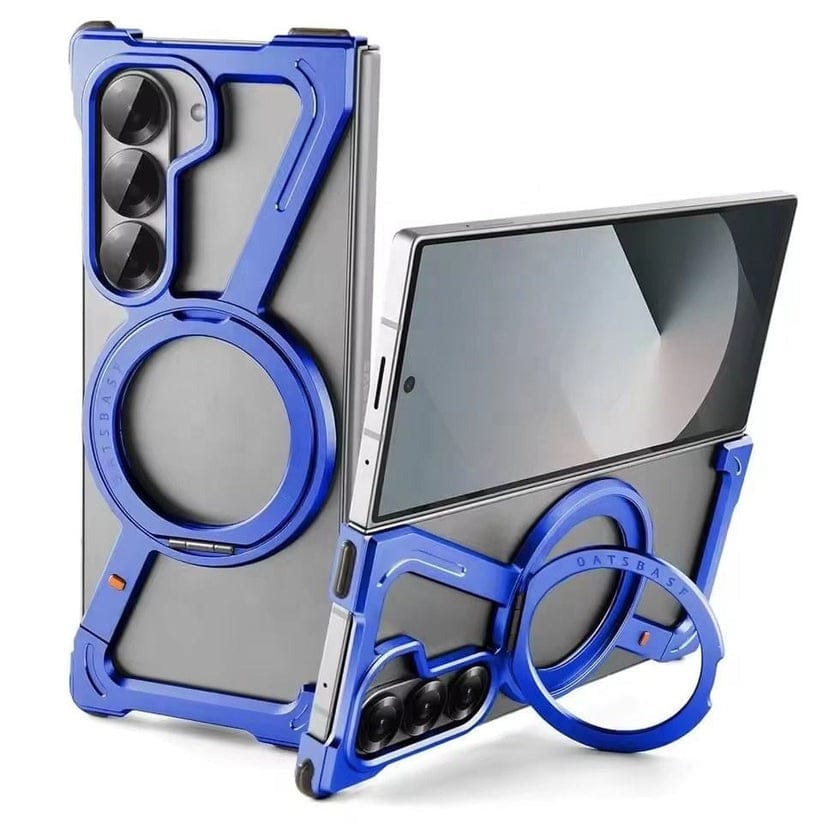 FRATO Fold 7 Collection Blue Samsung Galaxy Z Fold 7 Z Shape Aluminium Metal Rotating Kickstand Case
