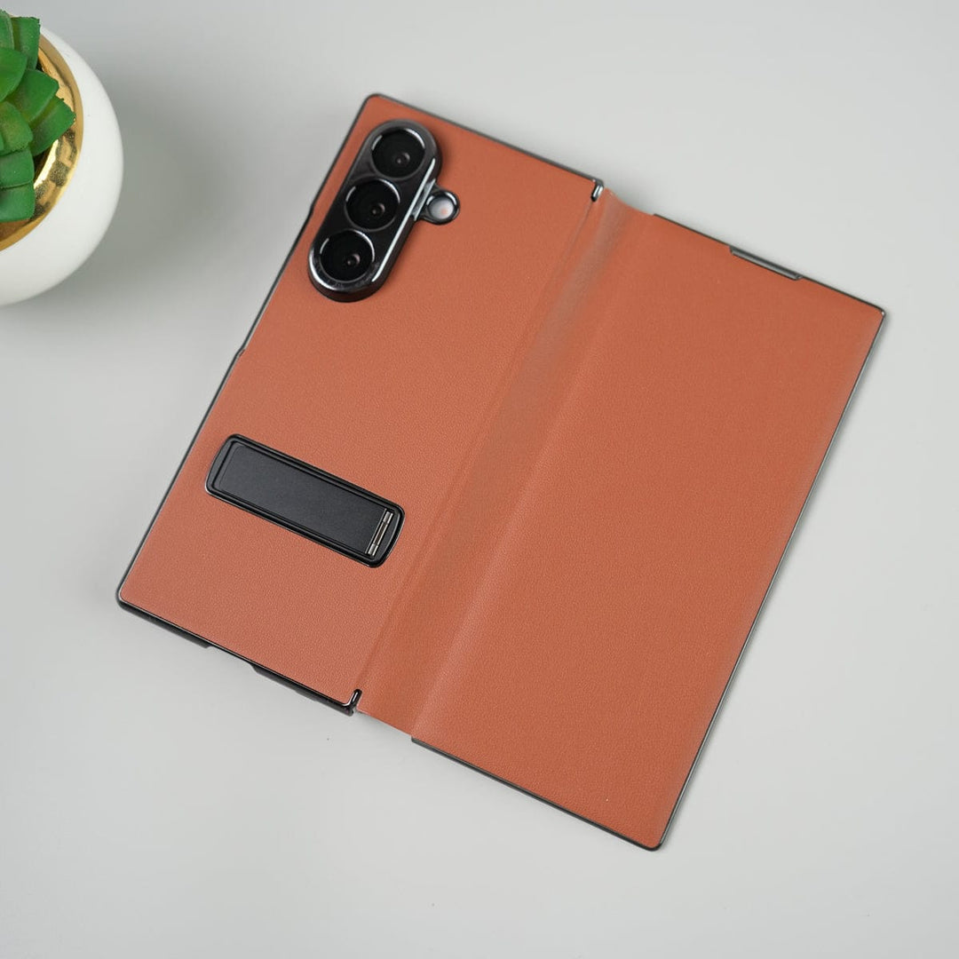 FRATO Fold 7 Collection Brown Samsung Galaxy Z Fold 7 Flip Cover with Kickstand | PU Leather Protective Case