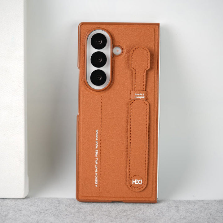 FRATO Fold 7 Collection Brown Samsung Galaxy Z Fold 7 PU Leather Grip Holder Case Cover