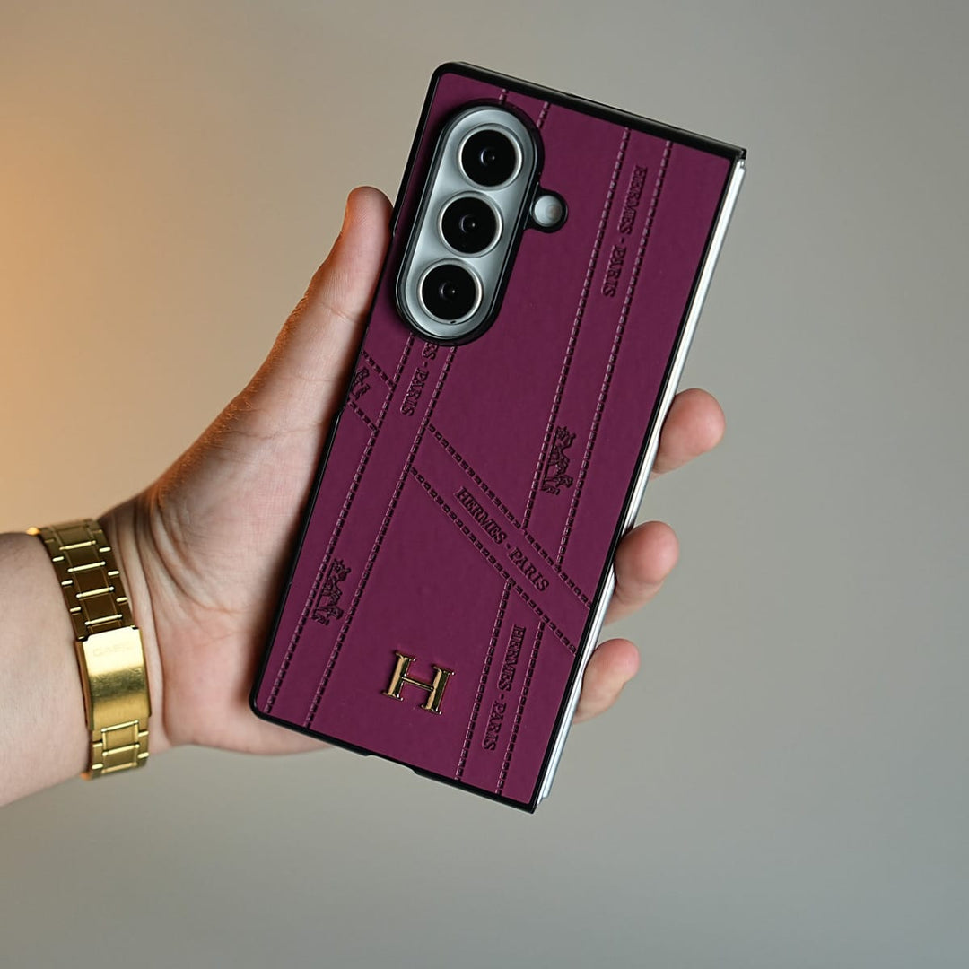 FRATO Fold 7 Collection Burgundy Premium H-Style PU Leather Case for Galaxy Z Fold 7 | Luxury Designer-Inspired Protective Cover