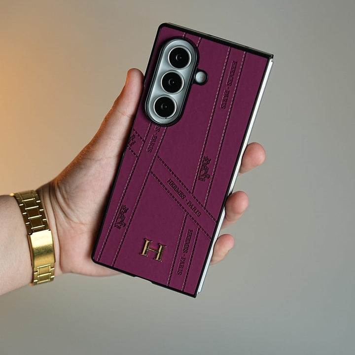 FRATO Fold 7 Collection Burgundy Premium H-Style PU Leather Case for Galaxy Z Fold 7 | Luxury Designer-Inspired Protective Cover