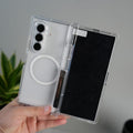 Galaxy Z Fold 7 Clear MagSafe Case with S Pen Holder, Kickstand & Hinge Protection | Transparent Shockproof Cover