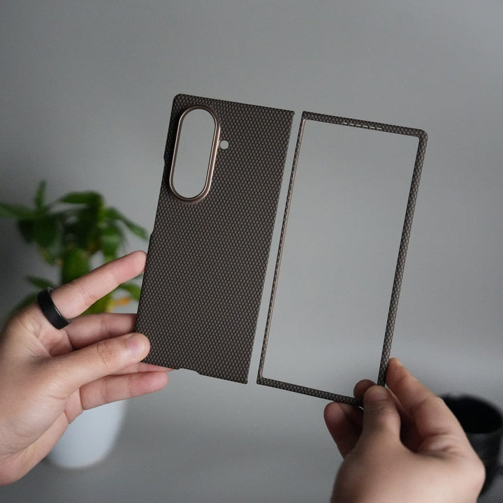FRATO Fold 7 Collection Desert Brown Galaxy Z Fold 7 Carbon Fiber Style Case | Ultra-Slim Matte Protective Back Cover | Premium Camera Ring Finish