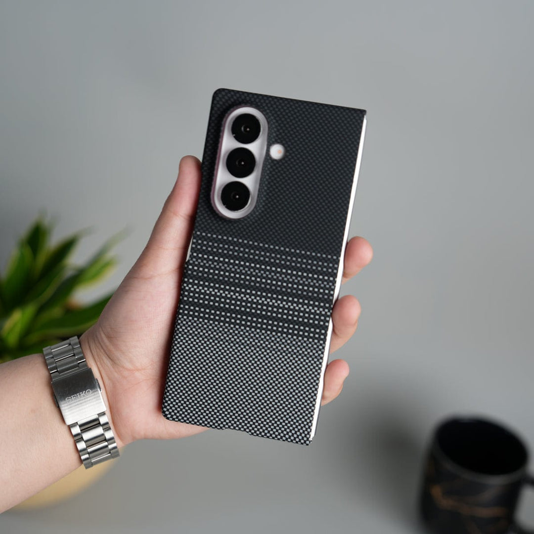 FRATO Fold 7 Collection Galaxy Z Fold 7 Carbon Fiber Texture Design Hard Pc MagSafe Case Cover BlackGrayLine Design