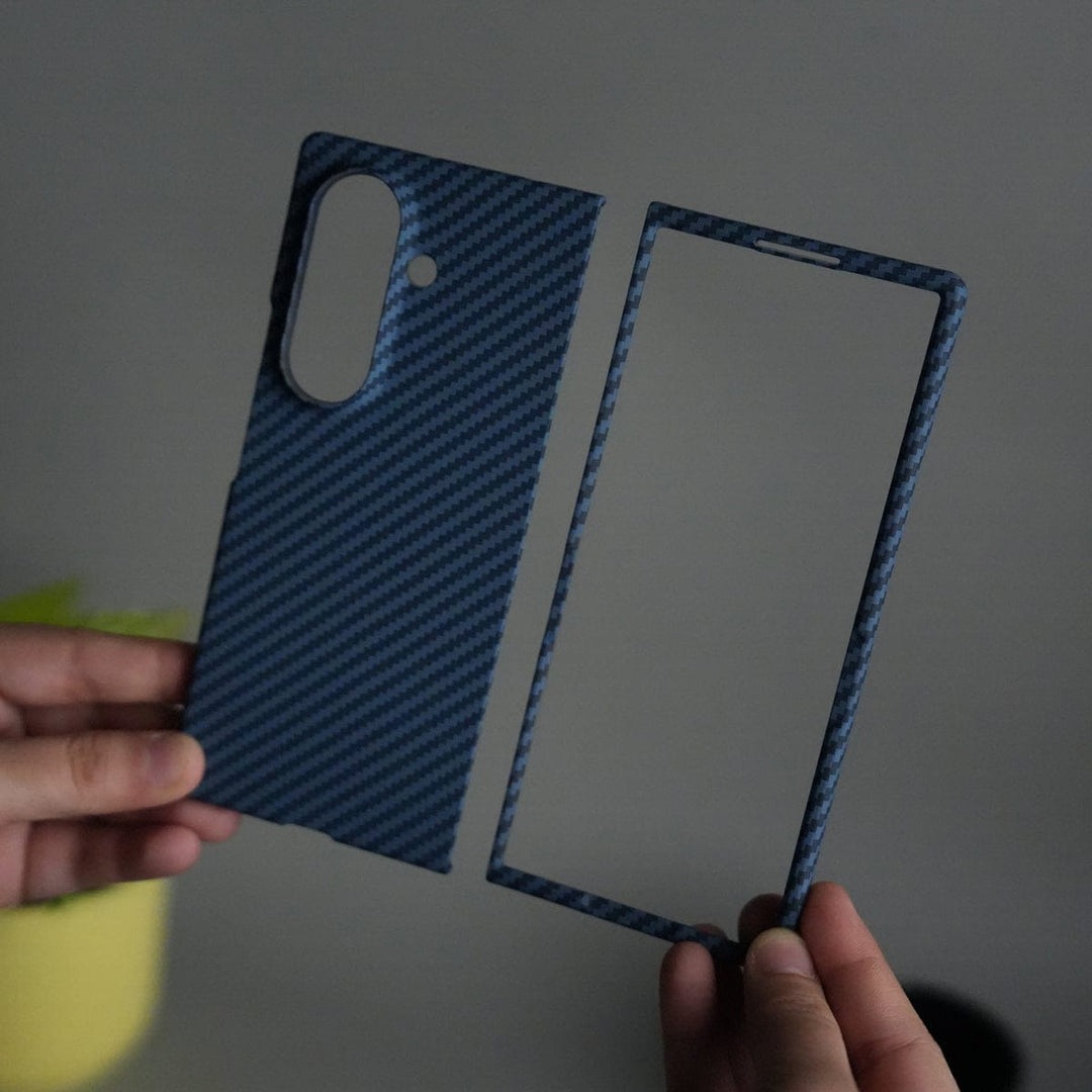 FRATO Fold 7 Collection Galaxy Z Fold 7 Carbon Fiber Texture Design Hard Pc MagSafe Case Cover BLUE