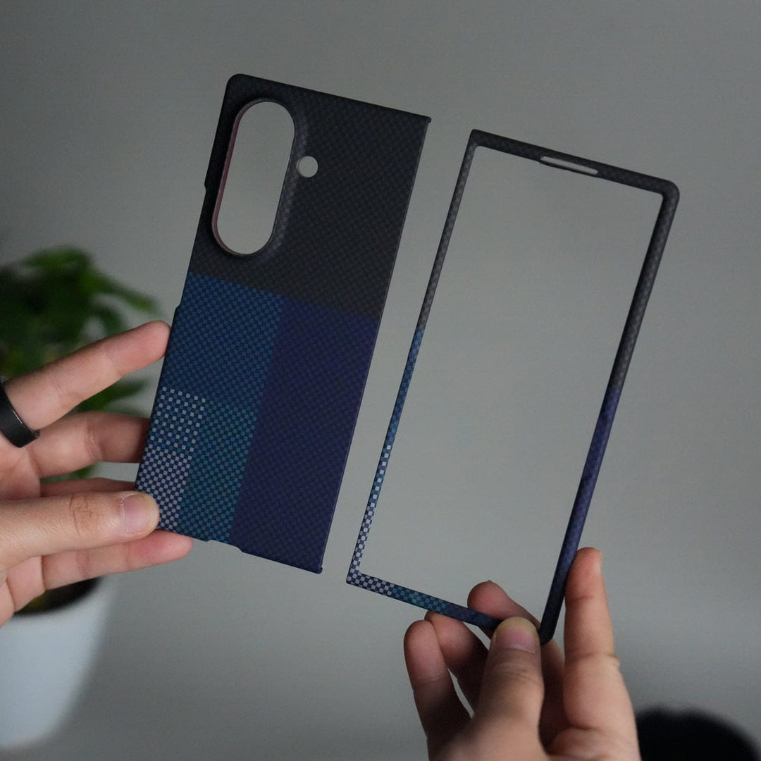 FRATO Fold 7 Collection Galaxy Z Fold 7 Carbon Fiber Texture Design Hard Pc MagSafe Case Cover CornerGreen