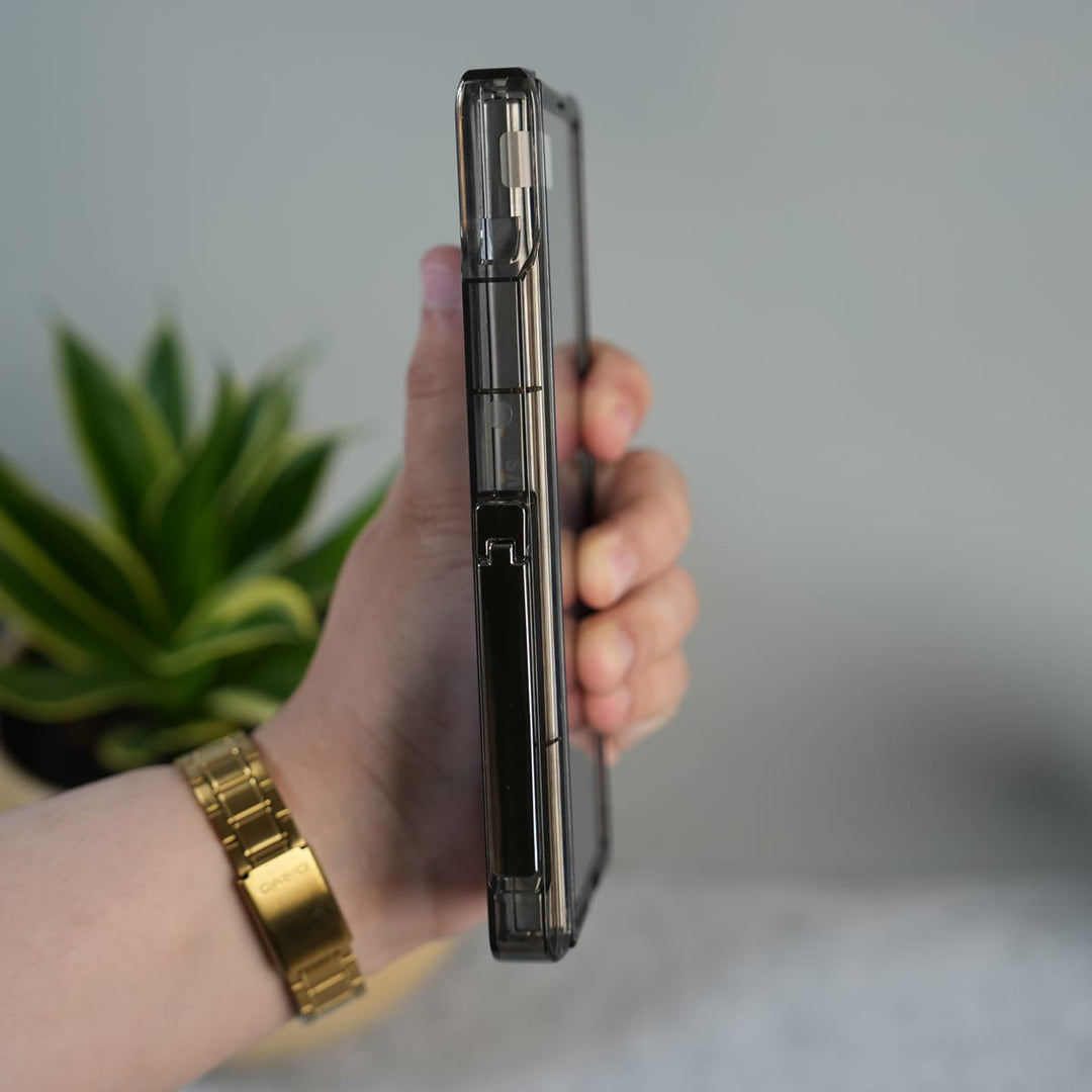 FRATO Fold 7 Collection Galaxy Z Fold 7 Clear MagSafe Case with S Pen Holder, Kickstand &amp; Hinge Protection | Transparent Shockproof Cover