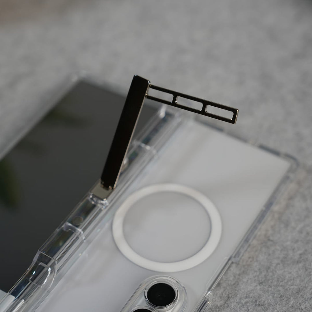 FRATO Fold 7 Collection Galaxy Z Fold 7 Clear MagSafe Case with S Pen Holder, Kickstand &amp; Hinge Protection | Transparent Shockproof Cover