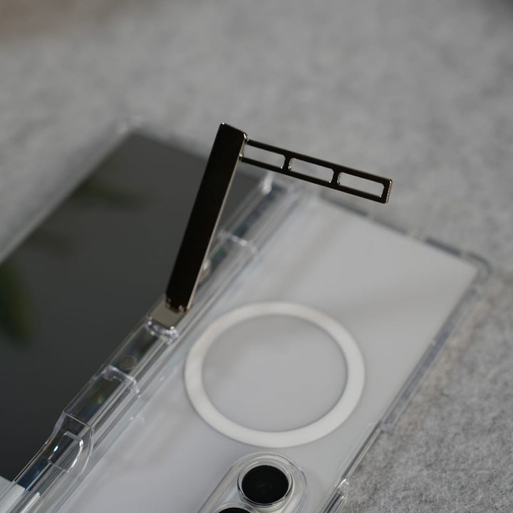 FRATO Fold 7 Collection Galaxy Z Fold 7 Clear MagSafe Case with S Pen Holder, Kickstand &amp; Hinge Protection | Transparent Shockproof Cover