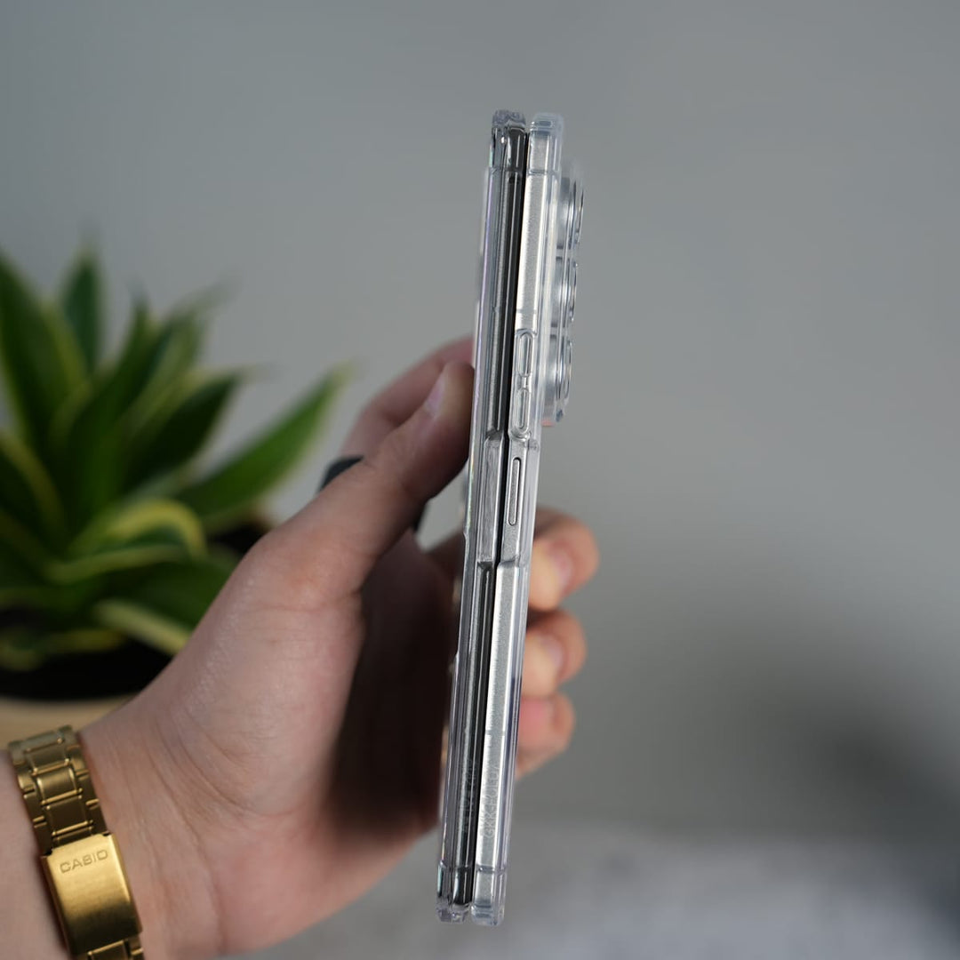 FRATO Fold 7 Collection Galaxy Z Fold 7 Clear MagSafe Case with S Pen Holder, Kickstand &amp; Hinge Protection | Transparent Shockproof Cover