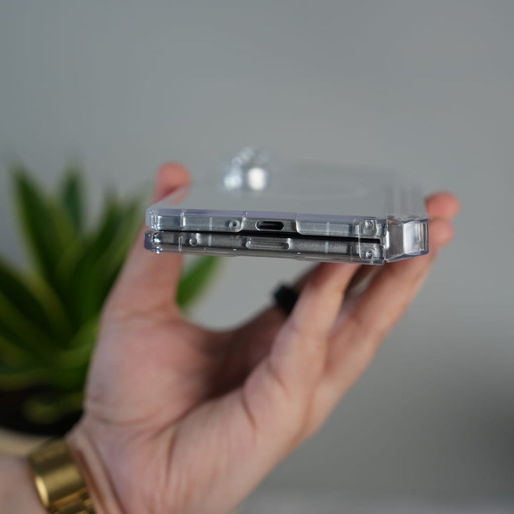 FRATO Fold 7 Collection Galaxy Z Fold 7 Clear MagSafe Case with S Pen Holder, Kickstand &amp; Hinge Protection | Transparent Shockproof Cover