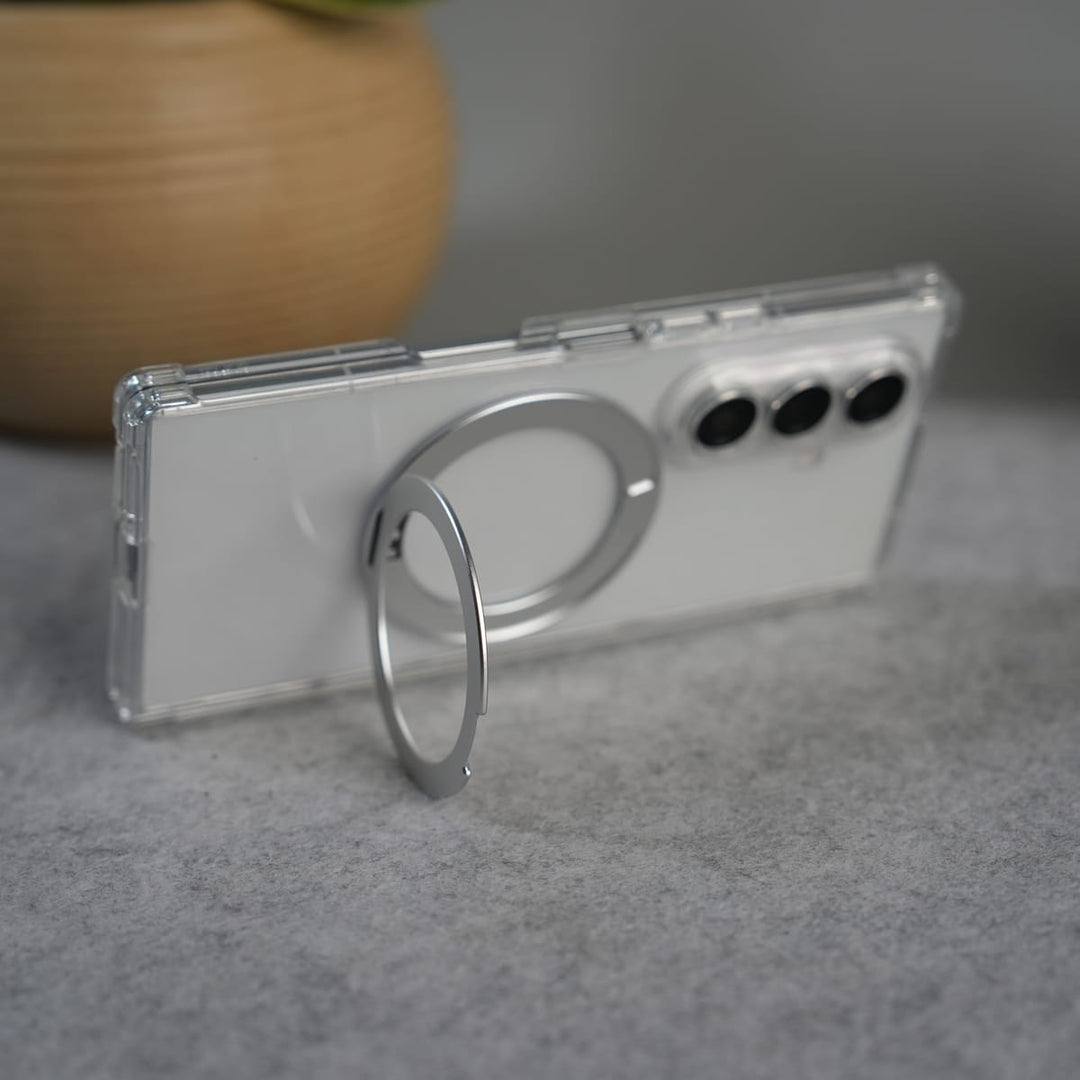 FRATO Fold 7 Collection Galaxy Z Fold 7 Clear MagSafe Kickstand Case with Hinge Protection | Transparent Shockproof Slim Cover