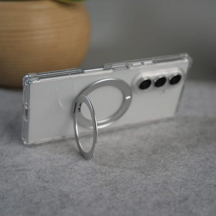FRATO Fold 7 Collection Galaxy Z Fold 7 Clear MagSafe Kickstand Case with Hinge Protection | Transparent Shockproof Slim Cover