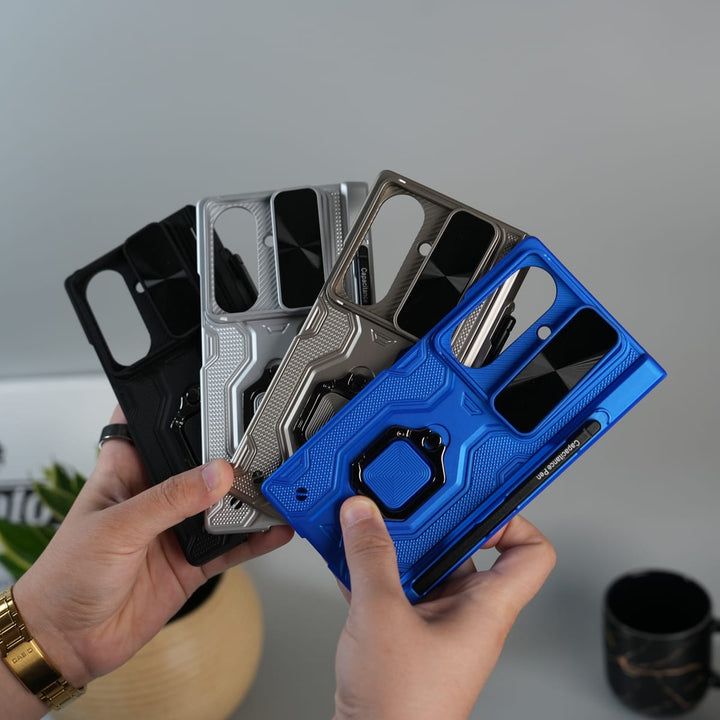 FRATO Fold 7 Collection Galaxy Z Fold 7 Full Protection Armor Case with Front Glass, Camera Shutter, Kickstand &amp; S Pen Cover