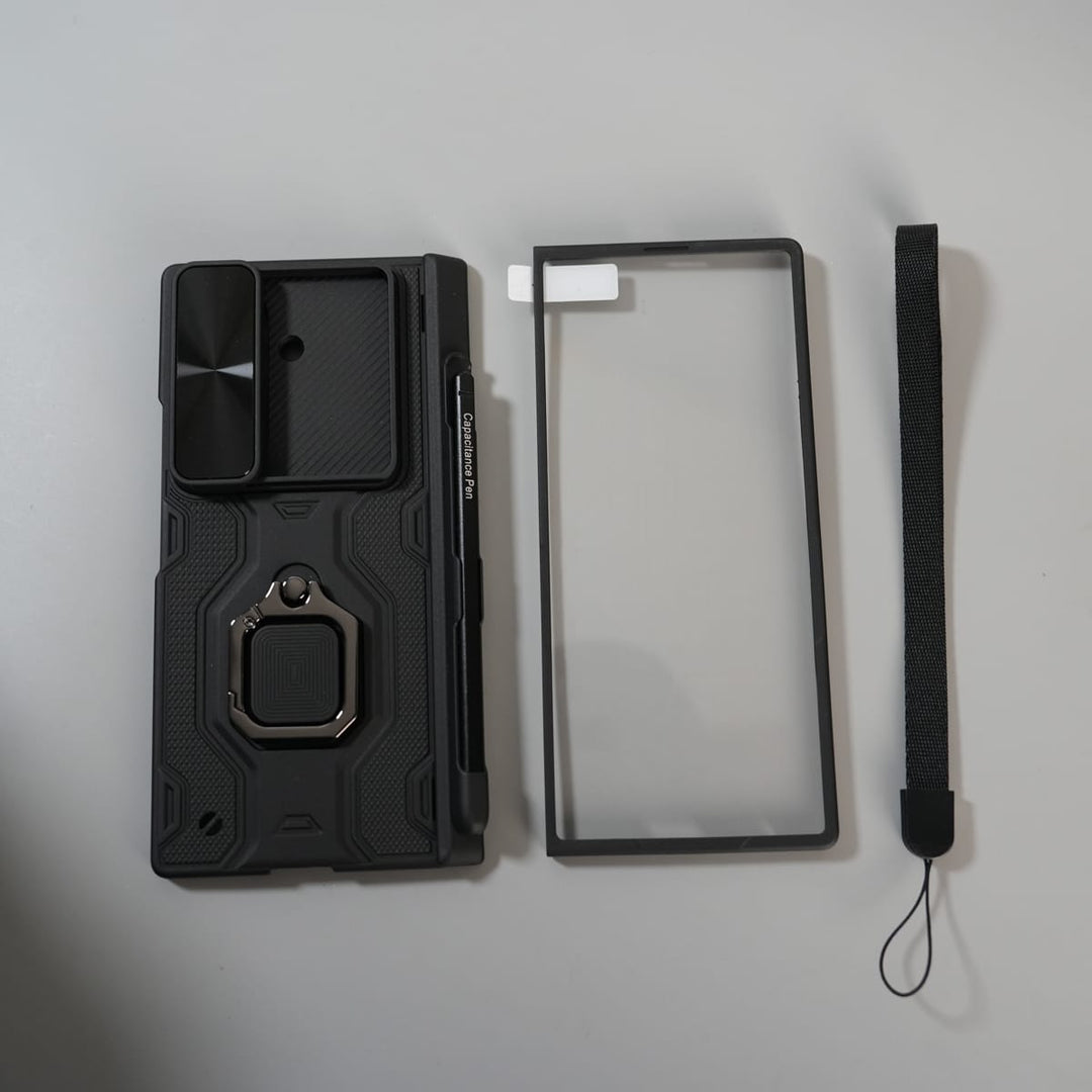FRATO Fold 7 Collection Galaxy Z Fold 7 Full Protection Armor Case with Front Glass, Camera Shutter, Kickstand &amp; S Pen Cover