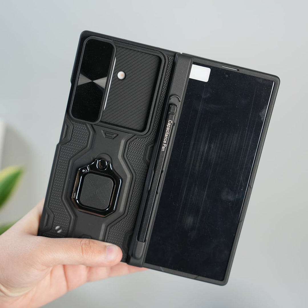 FRATO Fold 7 Collection Galaxy Z Fold 7 Full Protection Armor Case with Front Glass, Camera Shutter, Kickstand &amp; S Pen Cover