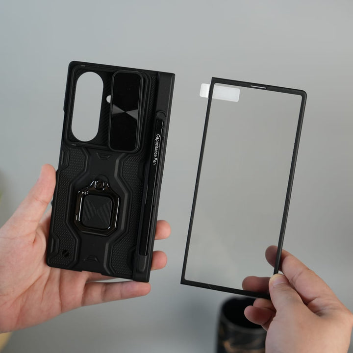 FRATO Fold 7 Collection Galaxy Z Fold 7 Full Protection Armor Case with Front Glass, Camera Shutter, Kickstand &amp; S Pen Cover