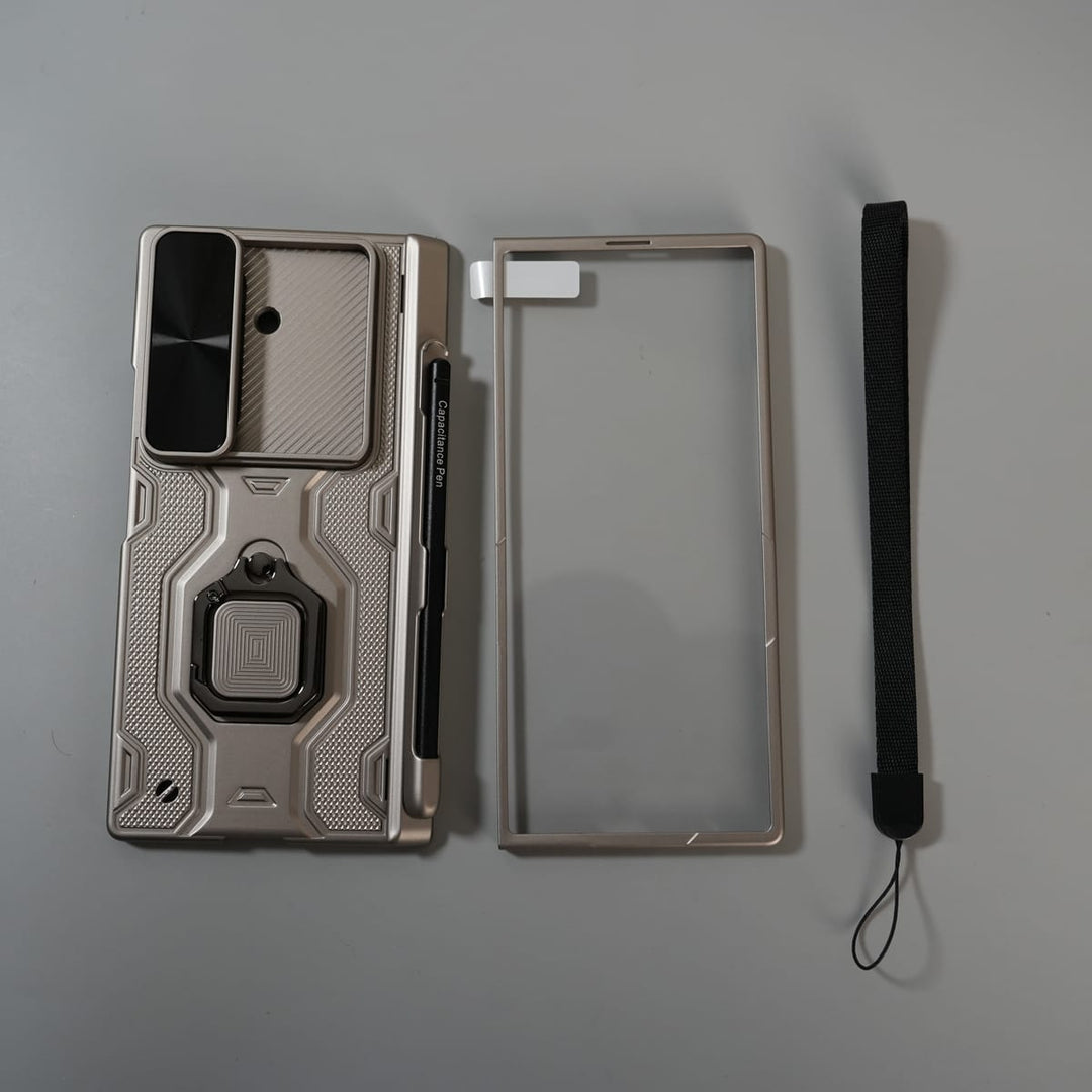 FRATO Fold 7 Collection Galaxy Z Fold 7 Full Protection Armor Case with Front Glass, Camera Shutter, Kickstand &amp; S Pen Cover