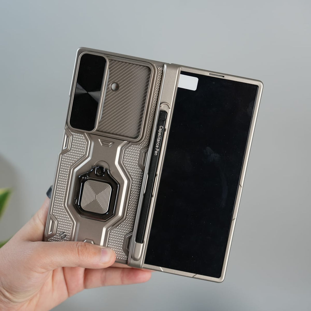 FRATO Fold 7 Collection Galaxy Z Fold 7 Full Protection Armor Case with Front Glass, Camera Shutter, Kickstand &amp; S Pen Cover