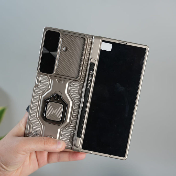 FRATO Fold 7 Collection Galaxy Z Fold 7 Full Protection Armor Case with Front Glass, Camera Shutter, Kickstand &amp; S Pen Cover