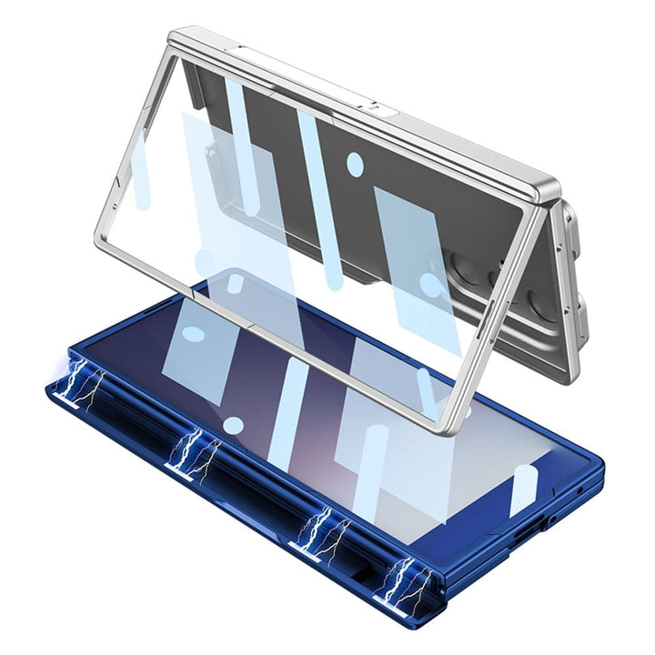 FRATO Fold 7 Collection Galaxy Z Fold 7 GKK Kickstand Slide Camera Lid Folding PC Phone Cover with Tempered Glass Screen Film