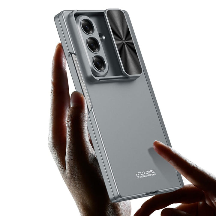FRATO Fold 7 Collection Galaxy Z Fold 7 GKK Kickstand Slide Camera Lid Folding PC Phone Cover with Tempered Glass Screen Film