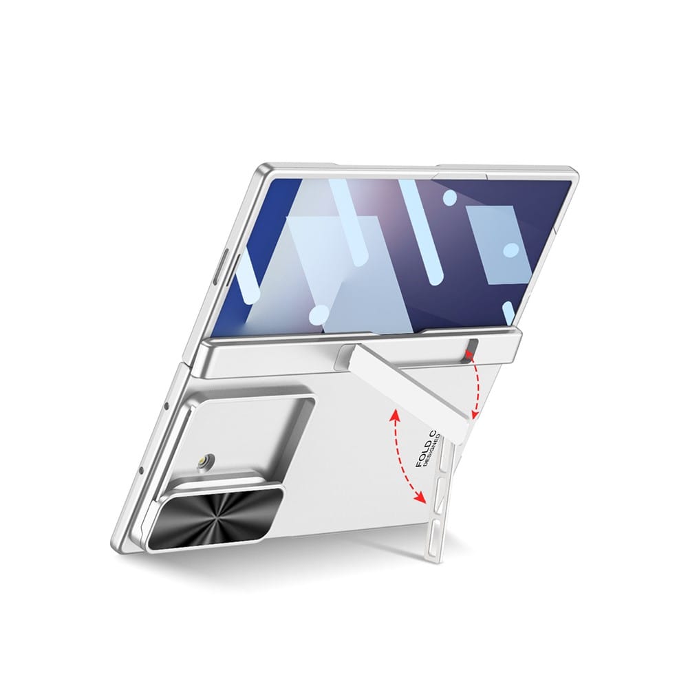 FRATO Fold 7 Collection Galaxy Z Fold 7 GKK Kickstand Slide Camera Lid Folding PC Phone Cover with Tempered Glass Screen Film