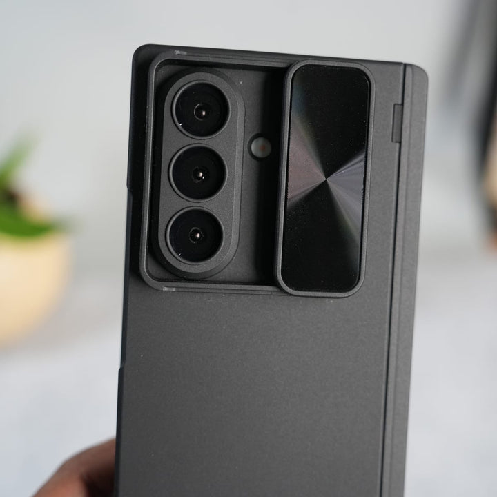 FRATO Fold 7 Collection Galaxy Z Fold 7 GKK Kickstand Slide Camera Lid Folding PC Phone Cover with Tempered Glass Screen Film