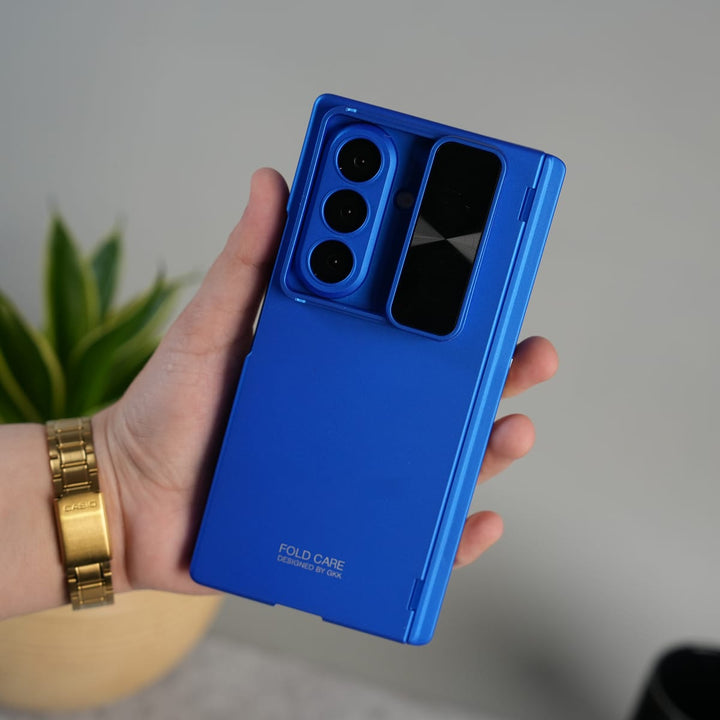 FRATO Fold 7 Collection Galaxy Z Fold 7 GKK Kickstand Slide Camera Lid Folding PC Phone Cover with Tempered Glass Screen Film