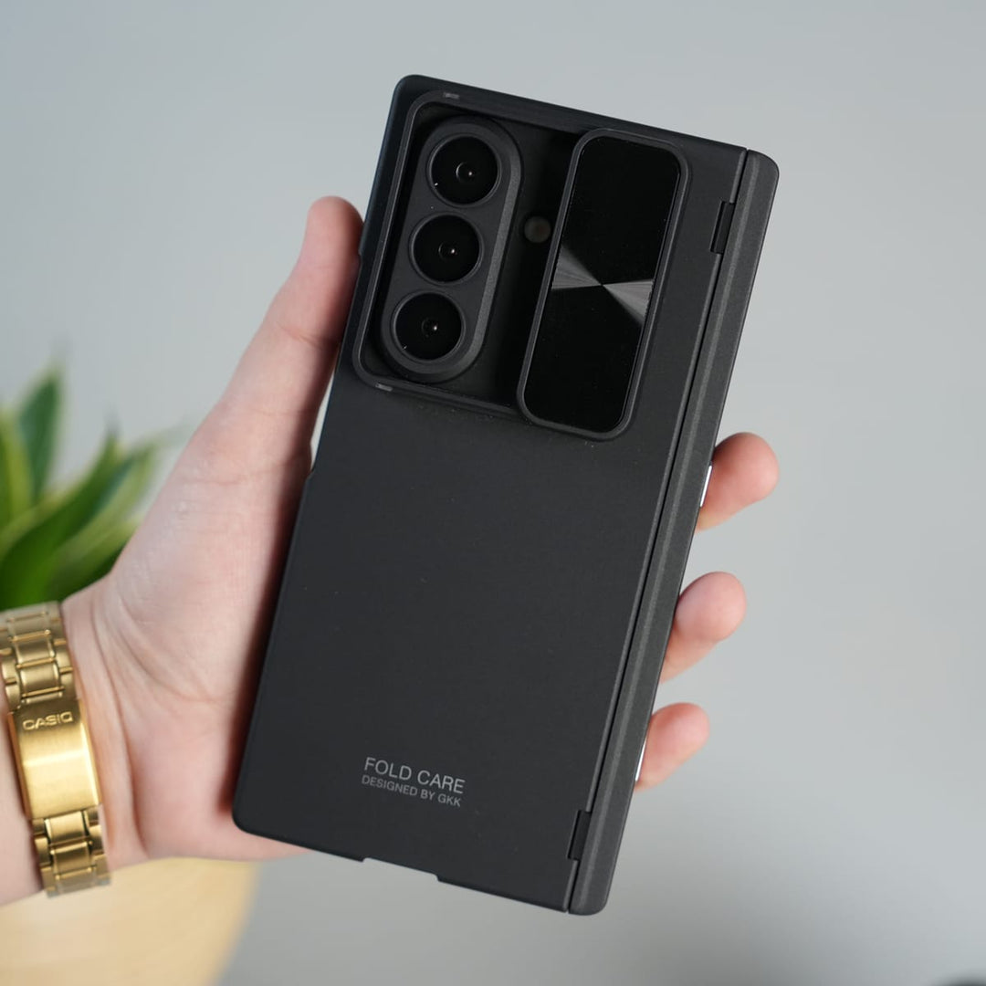 FRATO Fold 7 Collection Galaxy Z Fold 7 GKK Kickstand Slide Camera Lid Folding PC Phone Cover with Tempered Glass Screen Film