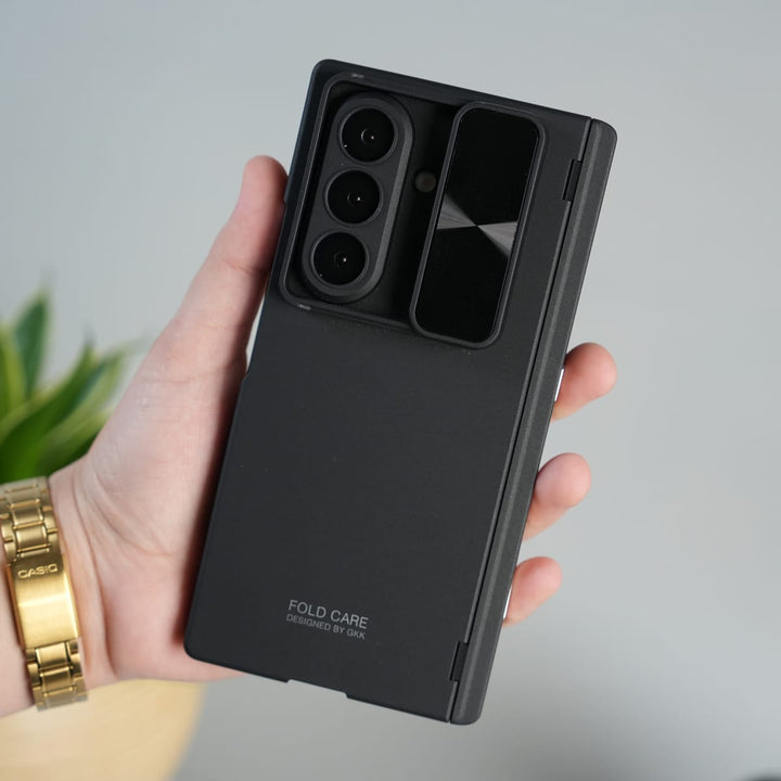 FRATO Fold 7 Collection Galaxy Z Fold 7 GKK Kickstand Slide Camera Lid Folding PC Phone Cover with Tempered Glass Screen Film
