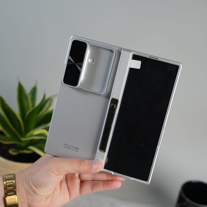 FRATO Fold 7 Collection Galaxy Z Fold 7 GKK Kickstand Slide Camera Lid Folding PC Phone Cover with Tempered Glass Screen Film