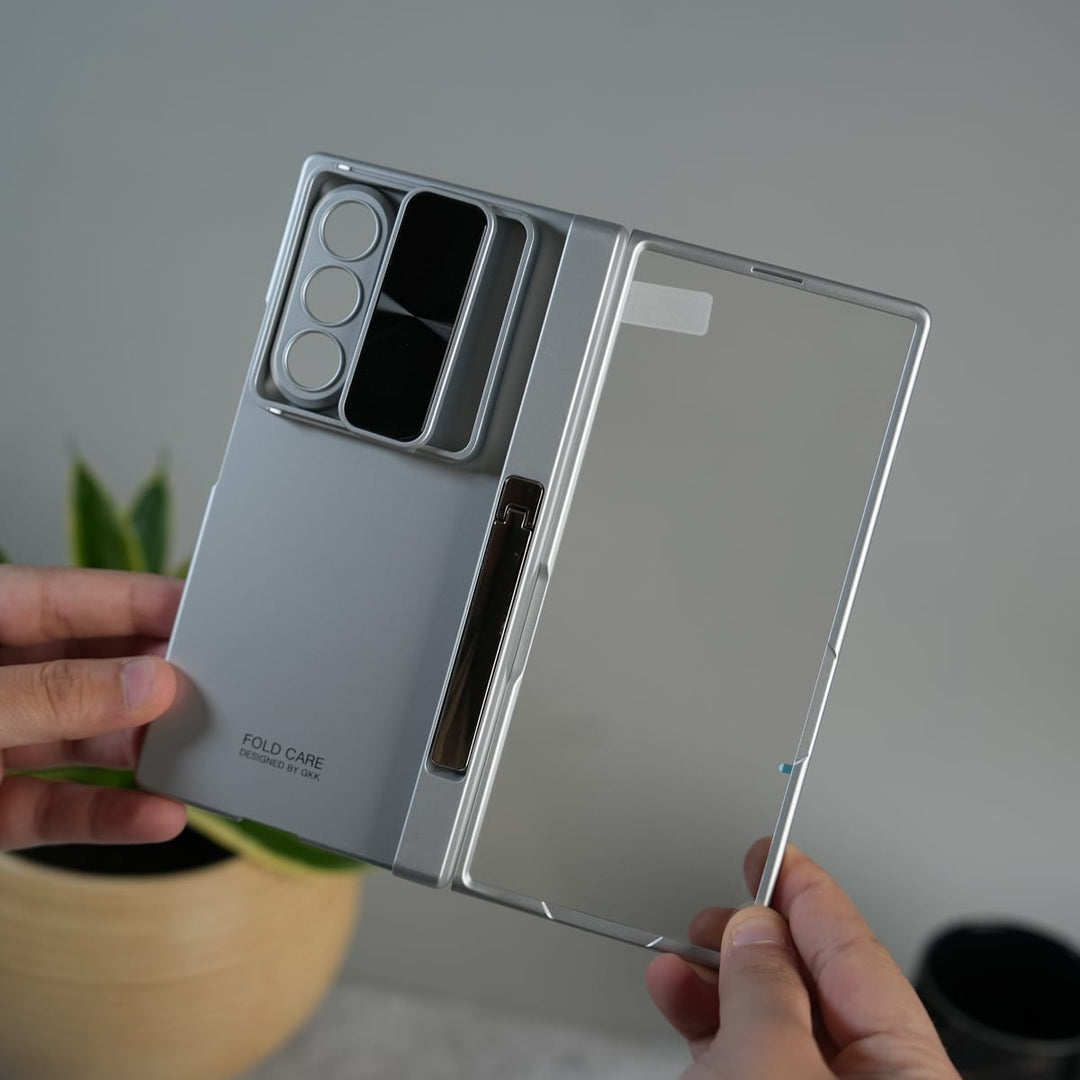 FRATO Fold 7 Collection Galaxy Z Fold 7 GKK Kickstand Slide Camera Lid Folding PC Phone Cover with Tempered Glass Screen Film