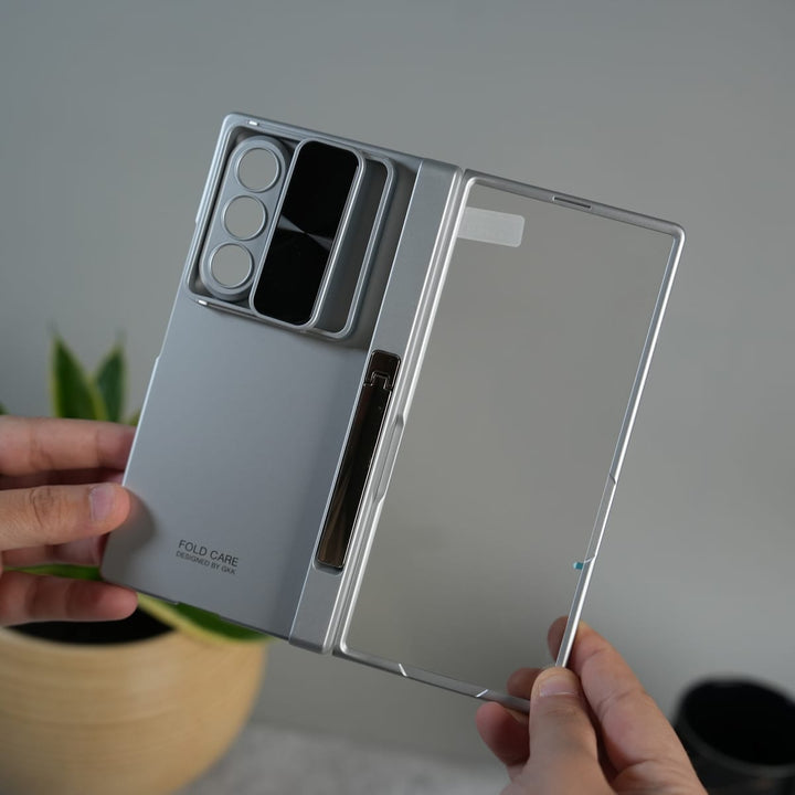 FRATO Fold 7 Collection Galaxy Z Fold 7 GKK Kickstand Slide Camera Lid Folding PC Phone Cover with Tempered Glass Screen Film