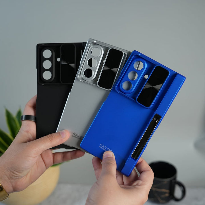 FRATO Fold 7 Collection Galaxy Z Fold 7 GKK Kickstand Slide Camera Lid Folding PC Phone Cover with Tempered Glass Screen Film