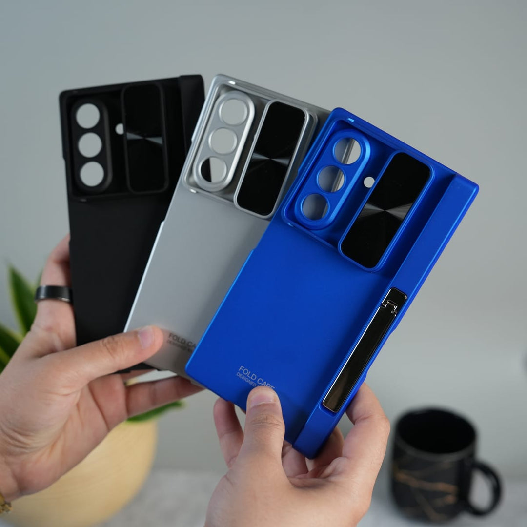 FRATO Fold 7 Collection Galaxy Z Fold 7 GKK Kickstand Slide Camera Lid Folding PC Phone Cover with Tempered Glass Screen Film