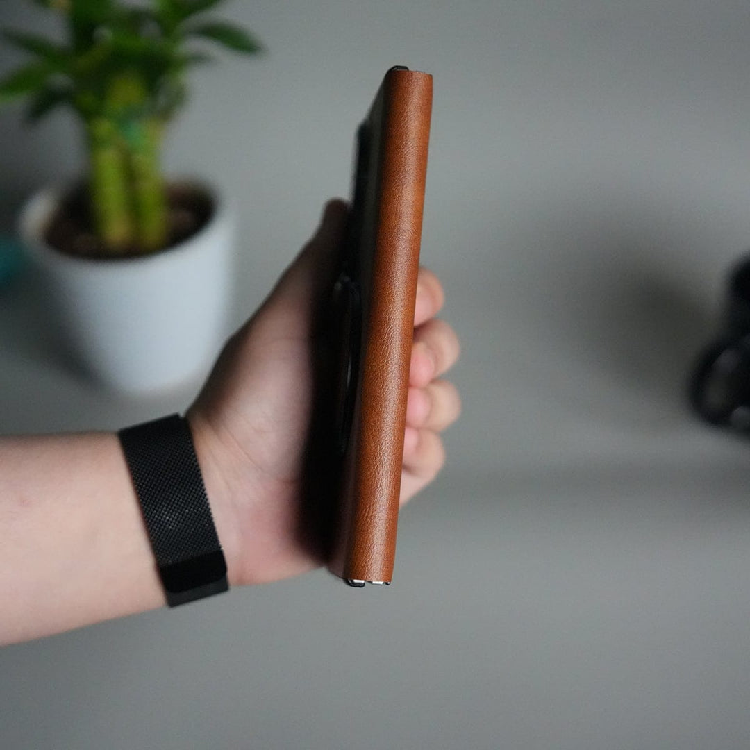 FRATO Fold 7 Collection Galaxy Z Fold 7 Luxury Leather Rotating Ring Stand Case