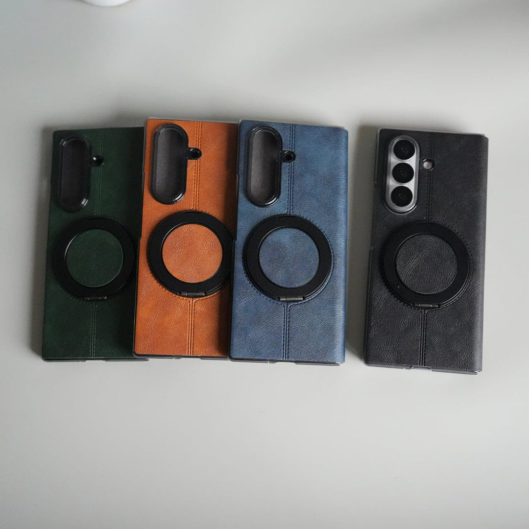 FRATO Fold 7 Collection Galaxy Z Fold 7 Luxury Leather Rotating Ring Stand Case