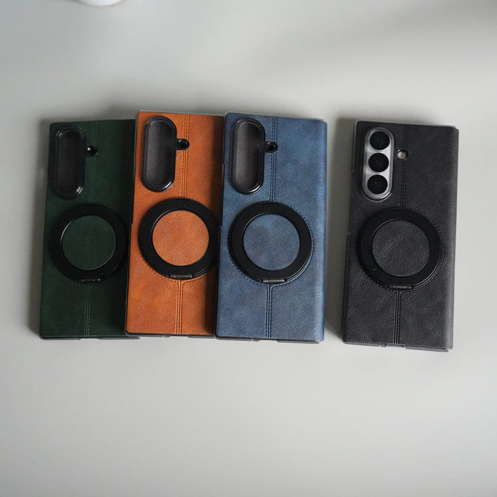 FRATO Fold 7 Collection Galaxy Z Fold 7 Luxury Leather Rotating Ring Stand Case