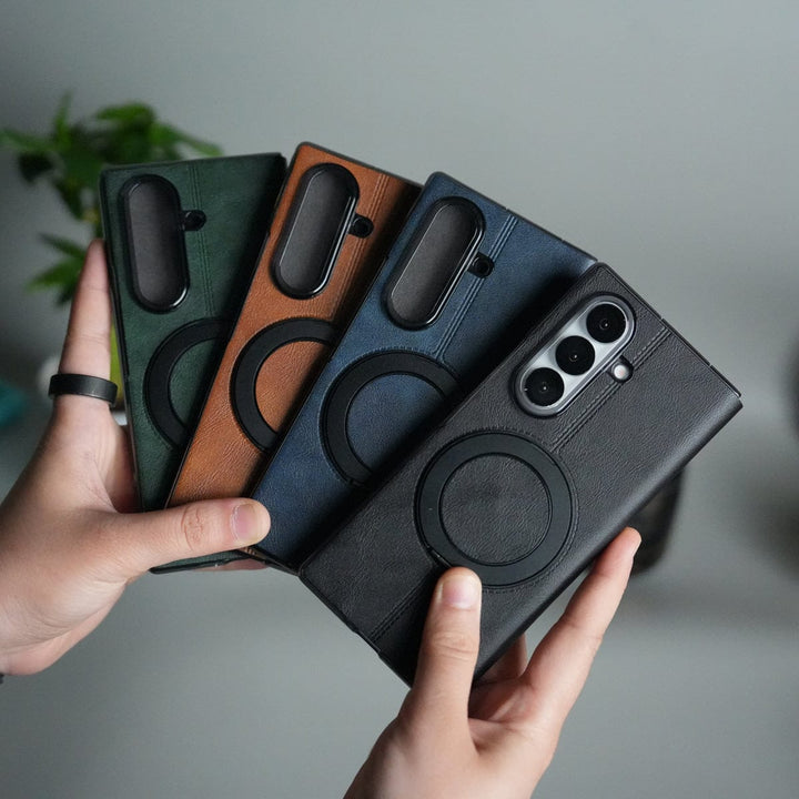 FRATO Fold 7 Collection Galaxy Z Fold 7 Luxury Leather Rotating Ring Stand Case