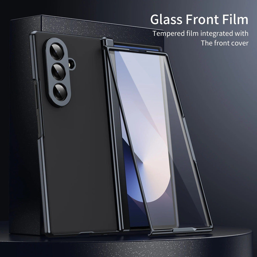 FRATO Fold 7 Collection Galaxy Z Fold 7 Luxury Plating Hinge Phone Case Front Glass Protective Film Matte PC Cover