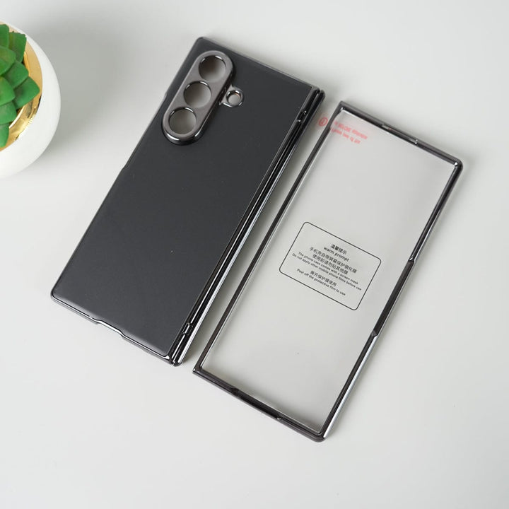 FRATO Fold 7 Collection Galaxy Z Fold 7 Luxury Plating Hinge Phone Case Front Glass Protective Film Matte PC Cover