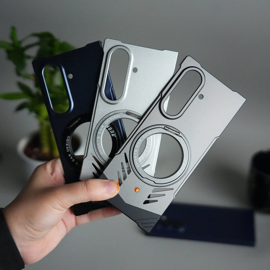 FRATO Fold 7 Collection Galaxy Z Fold 7 Magnetic Aluminum Alloy Metal Rimless Frame Heat Dissipation Stand Phone Case