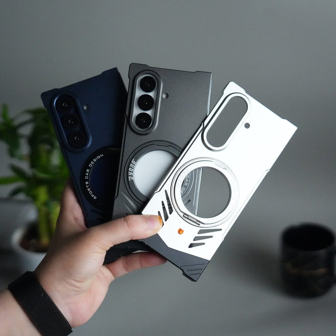 FRATO Fold 7 Collection Galaxy Z Fold 7 Magnetic Aluminum Alloy Metal Rimless Frame Heat Dissipation Stand Phone Case