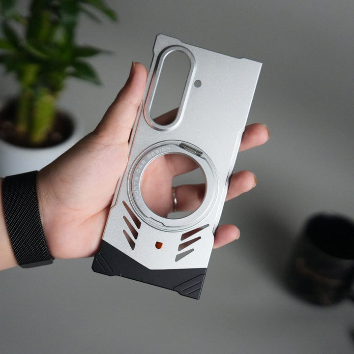 FRATO Fold 7 Collection Galaxy Z Fold 7 Magnetic Aluminum Alloy Metal Rimless Frame Heat Dissipation Stand Phone Case