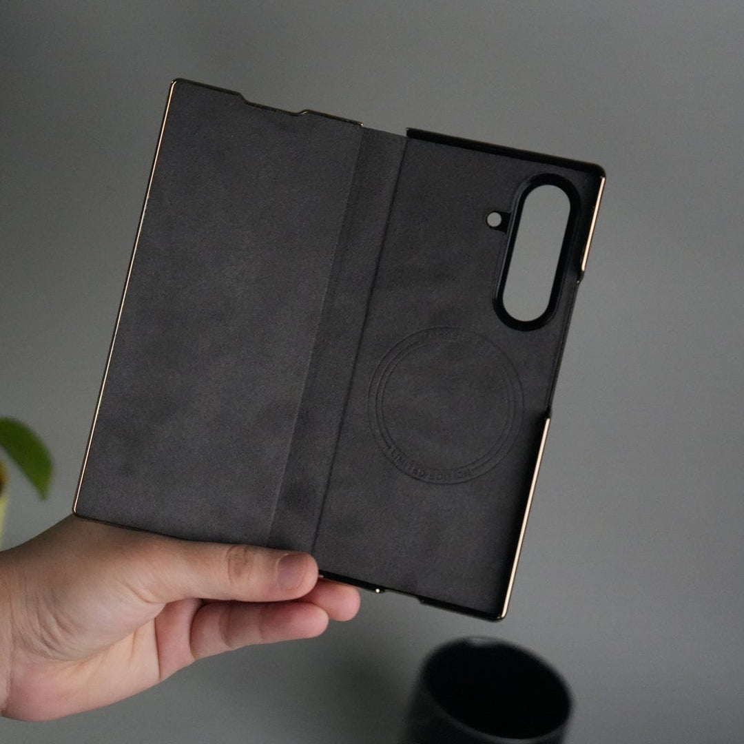 FRATO Fold 7 Collection Galaxy Z Fold 7 Premium Carbon-Texture Ring Stand Flip Case | Metal Kickstand | Slim & Protective Cover