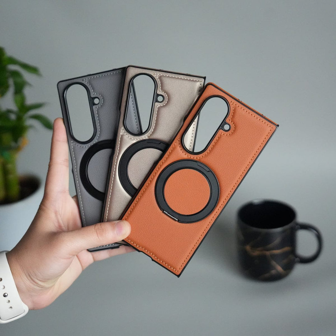 FRATO Fold 7 Collection Galaxy Z Fold 7 Premium Leather MagSafe Case | Strong Magnetic Ring | Shockproof Back Cover with Luxe PU Leather Finish