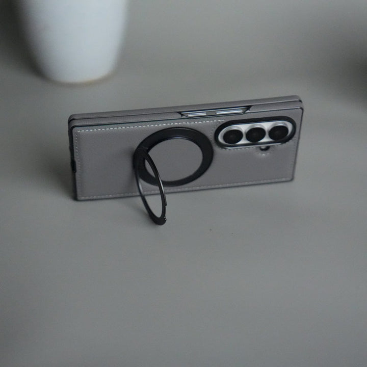 FRATO Fold 7 Collection Galaxy Z Fold 7 Premium Leather MagSafe Case | Strong Magnetic Ring | Shockproof Back Cover with Luxe PU Leather Finish